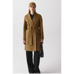 NWOT Theory Belted Coat in Double-Face Wool-Cashmere Size S Wood #9M602